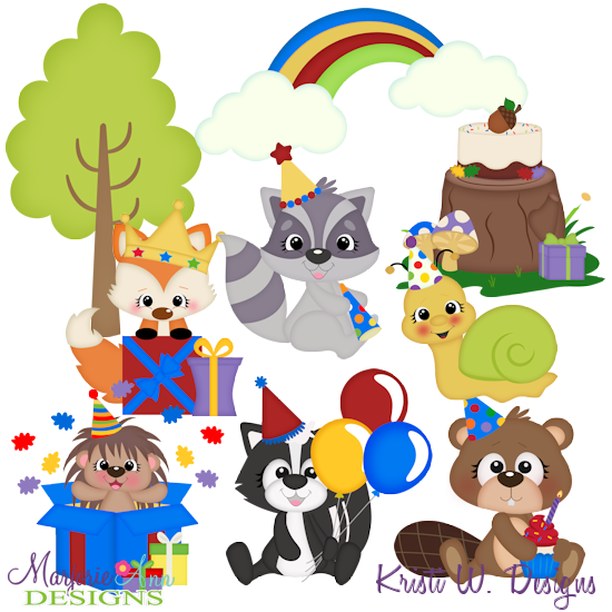 Woodland Birthday SVG Cutting Files + Clipart - Click Image to Close